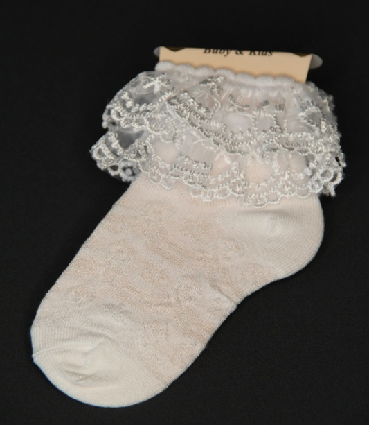 Girls' White Dance Socks