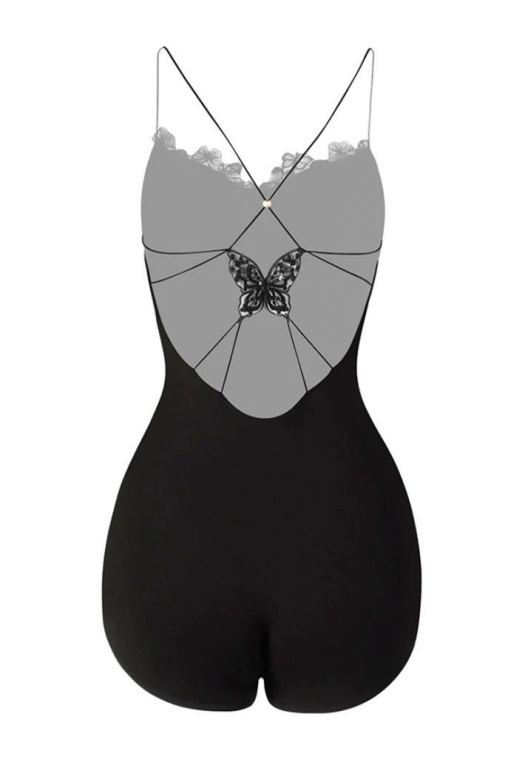 Romantic Lace-Trim Bodysuit "ZYM Butterfly"